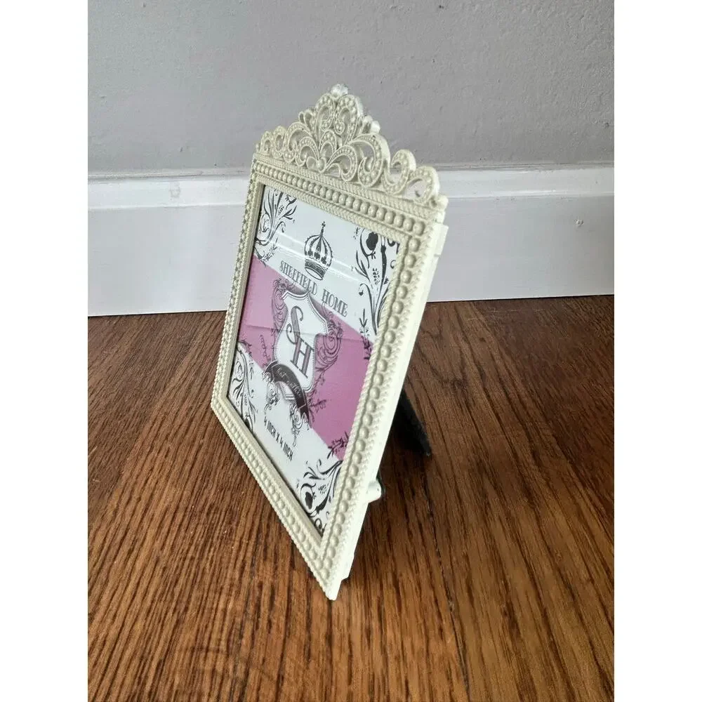 Sheffield Home White Ornate Crown Scroll 4x4 Picture Frame